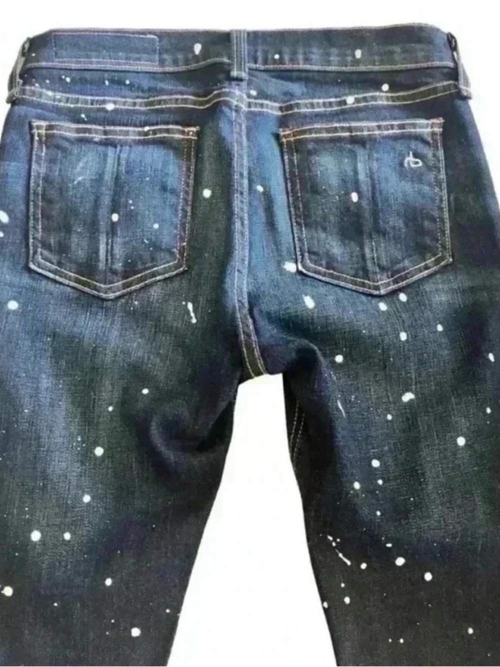 RAG & BONE Blue White Dark Rinse Andfield Splatter Paint Skinny Jeans - Picture 6 of 7